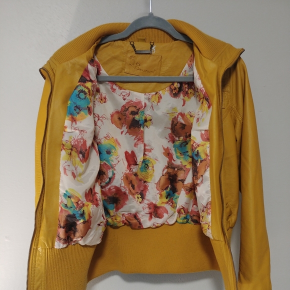 ✔Jou Jou Faux Leather Jacket in Yellow - Picture 3 of 9